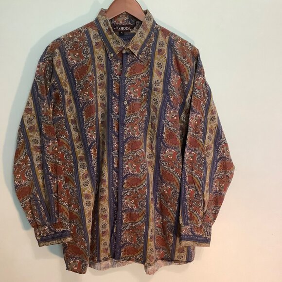 j.g. hook Tops - Vintage J.G. Hook Paisley Button-Up – Women’s XL – 100% Cotton Long Sleeve